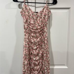 Chic Floral Ruched Mini Dress